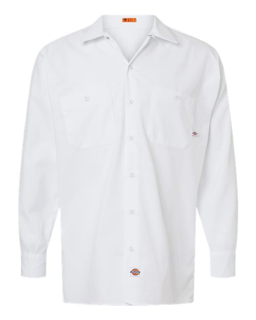 Dickies L535 — Men's Industrial Long Sleeve Work Shirt — White