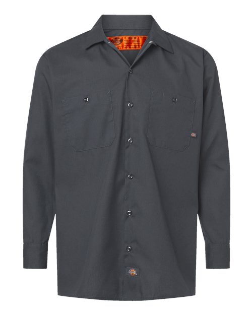 Dickies L535T — Men's Tall Industrial Long Sleeve Work Shirt — Dark Charcoal