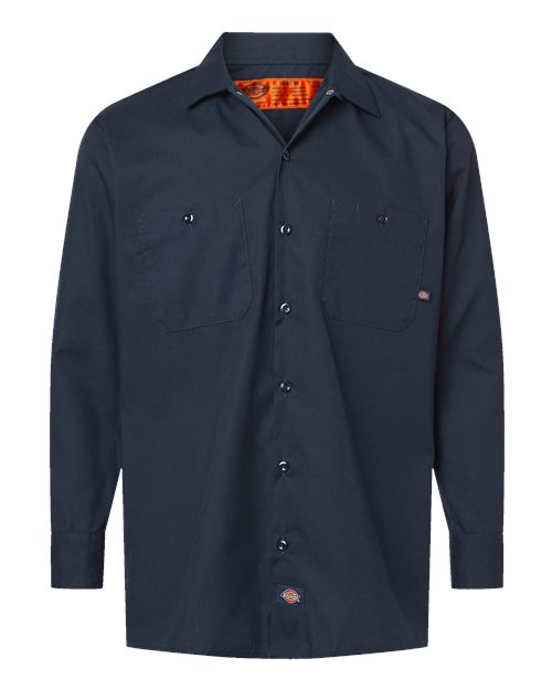 Dickies L535T — Men's Tall Industrial Long Sleeve Work Shirt — Dark Navy