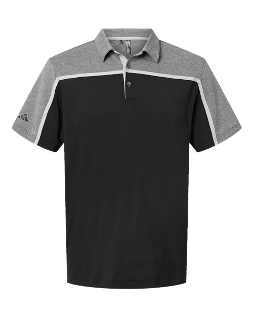 Adidas A512 — Men's Ultimate Colorblocked Polo — Black/ Grey Two/ Grey Five Melange