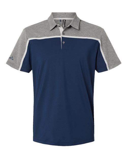 Adidas A512 — Men's Ultimate Colorblocked Polo — Collegiate Navy/ Grey Two/ Grey Five Melange