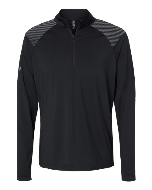Adidas A520 — Men's Ultimate365 Lightweight Shoulder Stripe Quarter-Zip Pullover — Black