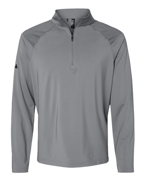 Adidas A520 — Men's Ultimate365 Lightweight Shoulder Stripe Quarter-Zip Pullover — Grey Three