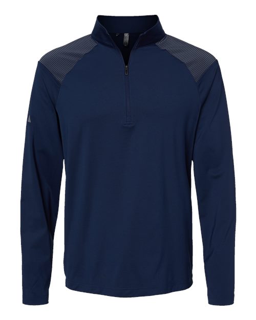 Adidas A520 — Men's Ultimate365 Lightweight Shoulder Stripe Quarter-Zip Pullover — Team Navy Blue