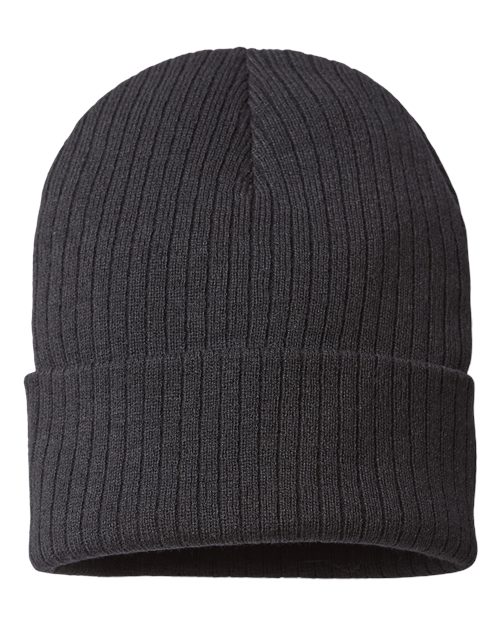 Atlantis Headwear RIO — Sustainable Rib Cuffed Beanie — Black