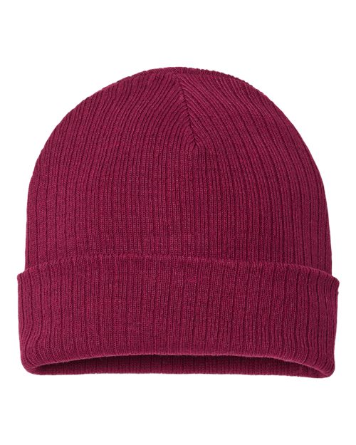 Atlantis Headwear RIO — Sustainable Rib Cuffed Beanie — Burgundy