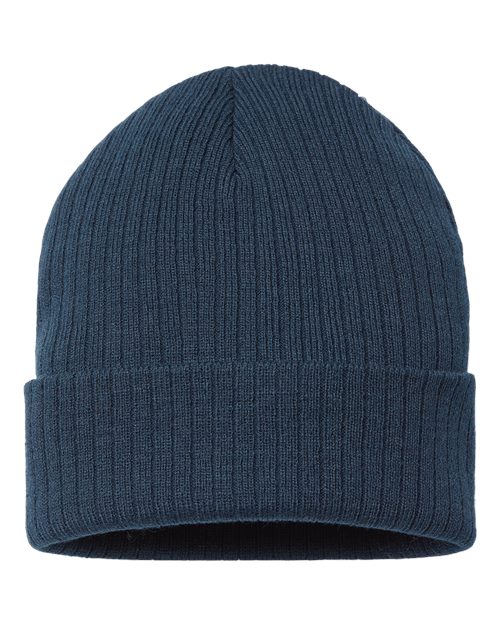 Atlantis Headwear RIO — Sustainable Rib Cuffed Beanie — Navy