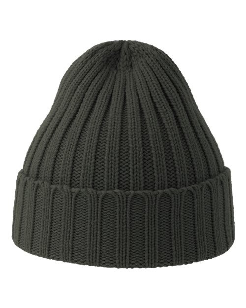 Atlantis Headwear SHORE — Sustainable Cable Knit Cuffed Beanie — Dark Grey