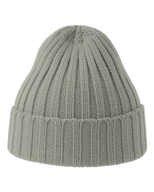 Atlantis Headwear SHORE — Sustainable Cable Knit Cuffed Beanie — Light Grey