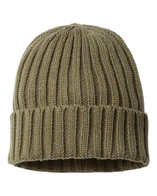 Atlantis Headwear SHORE — Sustainable Cable Knit Cuffed Beanie — Olive