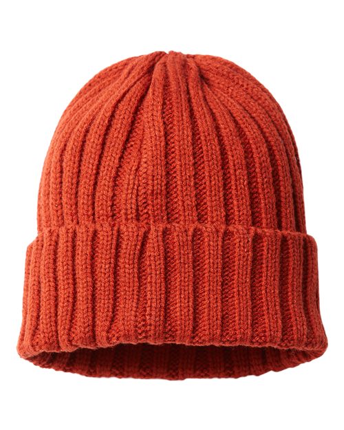 Atlantis Headwear SHORE — Sustainable Cable Knit Cuffed Beanie — Rusty