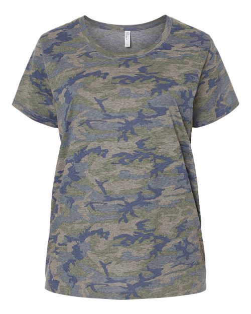 LAT 3816 — Women's Curvy Collection Fine Jersey Tee — Vintage Camo
