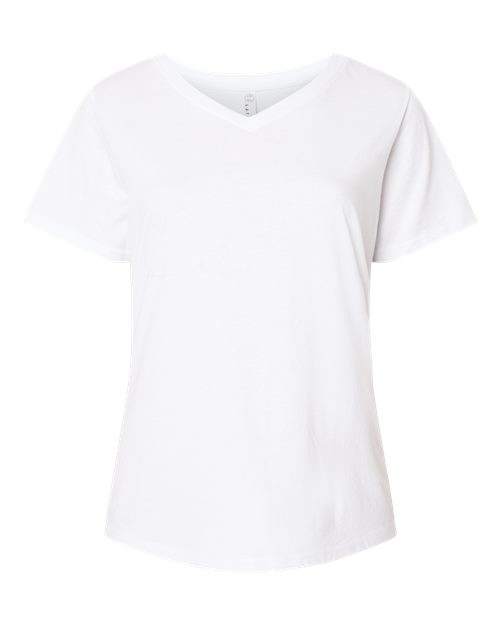 LAT 3817 — Women's Curvy Collection Fine Jersey V-Neck Tee — Blended White