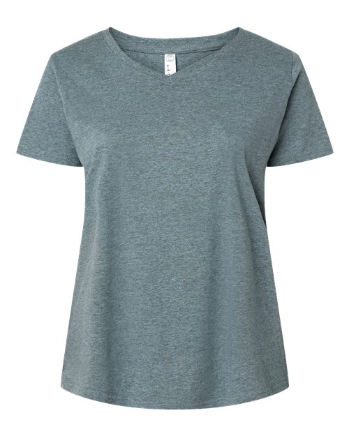 LAT 3817 — Women's Curvy Collection Fine Jersey V-Neck Tee — Ice Blackout