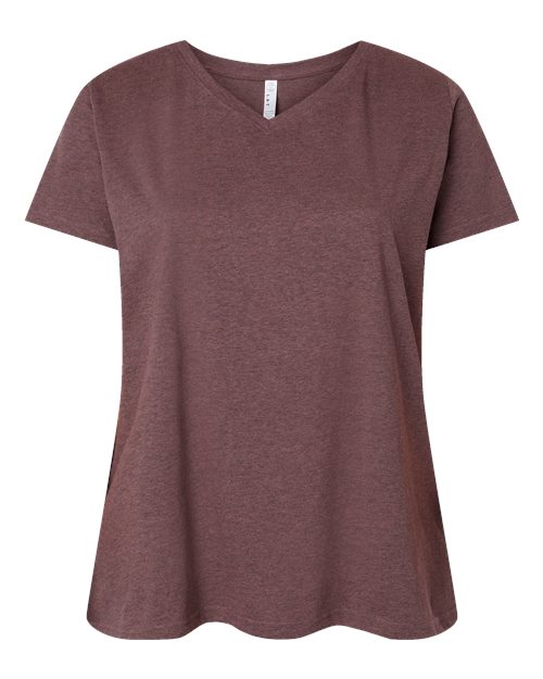 LAT 3817 — Women's Curvy Collection Fine Jersey V-Neck Tee — Sangria Blackout