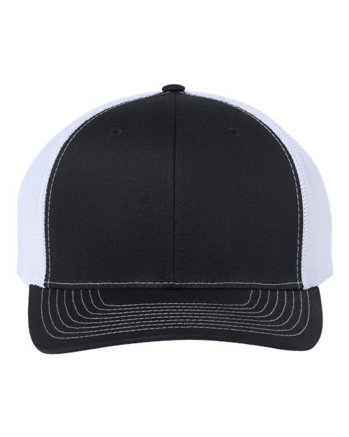 Richardson 112PL — 112+ R-Flex Adjustable Trucker Cap — Black/ White