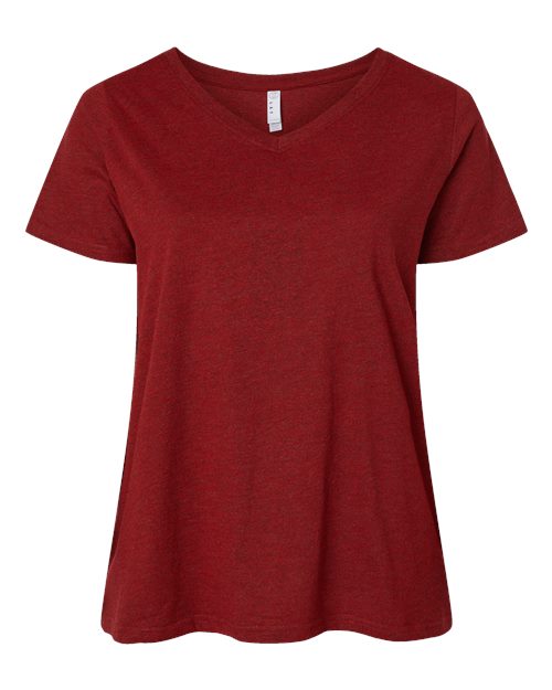 LAT 3817 — Women's Curvy Collection Fine Jersey V-Neck Tee — Cardinal Blackout