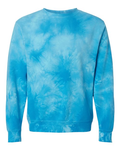 Independent Trading Co. PRM3500TD — Unisex Midweight Tie-Dyed Crewneck Sweatshirt — Tie Dye Aqua Blue