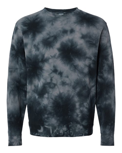 Independent Trading Co. PRM3500TD — Unisex Midweight Tie-Dyed Crewneck Sweatshirt — Tie Dye Black