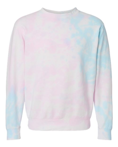 Independent Trading Co. PRM3500TD — Unisex Midweight Tie-Dyed Crewneck Sweatshirt — Tie Dye Cotton Candy