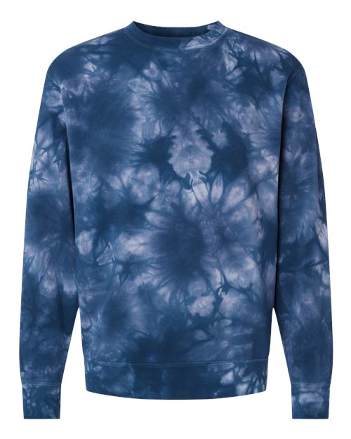 Independent Trading Co. PRM3500TD — Unisex Midweight Tie-Dyed Crewneck Sweatshirt — Tie Dye Navy