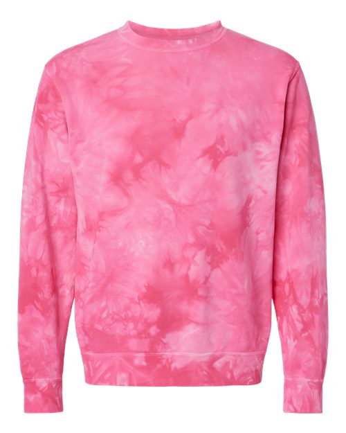 Independent Trading Co. PRM3500TD — Unisex Midweight Tie-Dyed Crewneck Sweatshirt — Tie Dye Pink