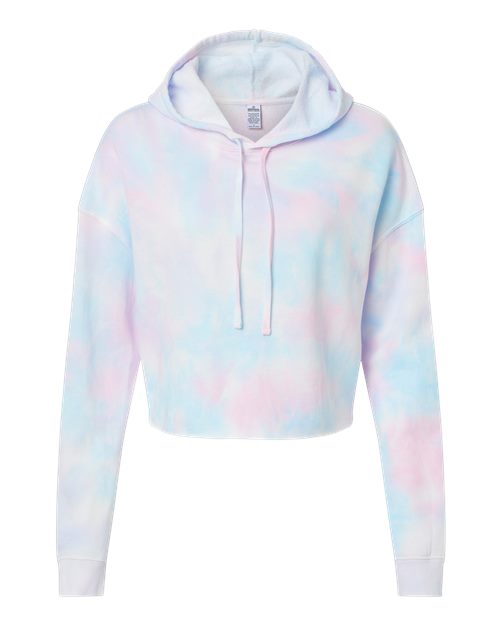 Independent Trading Co. AFX64CRP — Women’s Lightweight Crop Hooded Sweatshirt — Tie Dye Cotton Candy