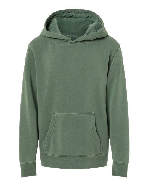 Independent Trading Co. PRM1500Y — Youth Midweight Pigment-Dyed Hooded Sweatshirt — Pigment Alpine Green