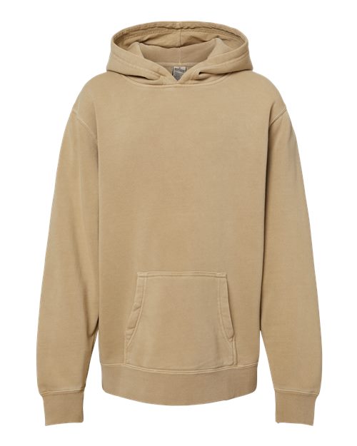 Independent Trading Co. PRM1500Y — Youth Midweight Pigment-Dyed Hooded Sweatshirt — Pigment Sandstone