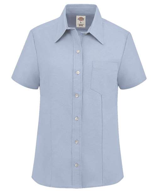 Dickies S254 — Women's Short Sleeve Stretch Oxford Shirt — Light Blue