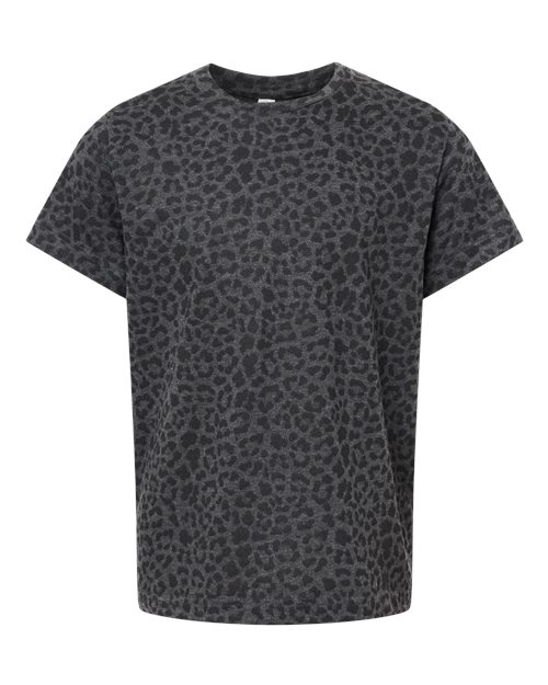 LAT 6101 — Youth Fine Jersey Tee — Black Leopard