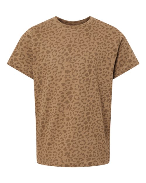 LAT 6101 — Youth Fine Jersey Tee — Brown Leopard
