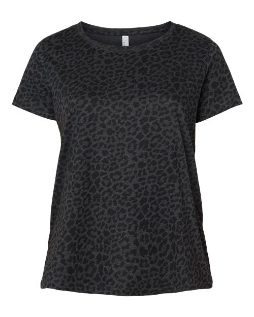 LAT 3816 — Women's Curvy Collection Fine Jersey Tee — Black Leopard