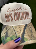Raised on 90's Country Embroidered Cap, OTTO 31-069, 5 Panel Mid Profile Baseball Cap, Retro Country Snapback, Western Trucker Hat