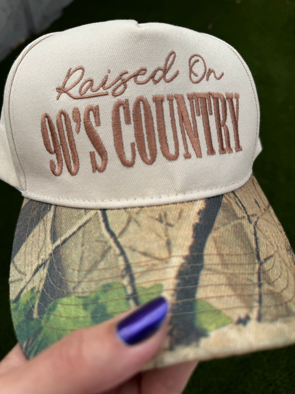 Raised on 90's Country Embroidered Cap, OTTO 31-069, 5 Panel Mid Profile Baseball Cap, Retro Country Snapback, Western Trucker Hat