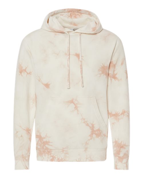Independent Trading Co. PRM4500TD — Unisex Midweight Tie-Dyed Hooded Sweatshirt — Tie Dye Dusty Pink