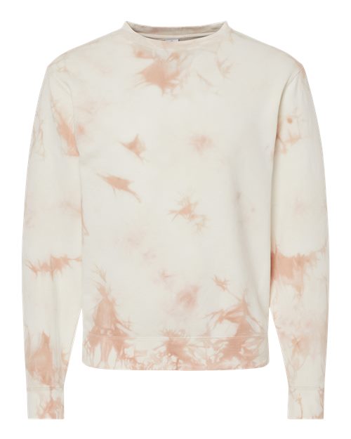 Independent Trading Co. PRM3500TD — Unisex Midweight Tie-Dyed Crewneck Sweatshirt — Tie Dye Dusty Pink