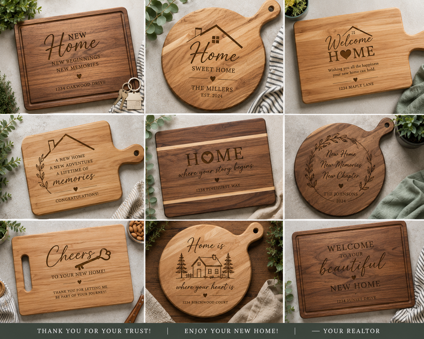 Custom Logo Engraved Cutting Board | Corporate Gift | Realtor Closing Gift |  Personalized Wedding Gift