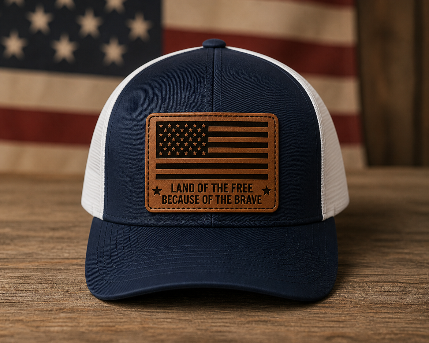 Patriot Leather Patch Trucker Hat | Summit Standard Co.