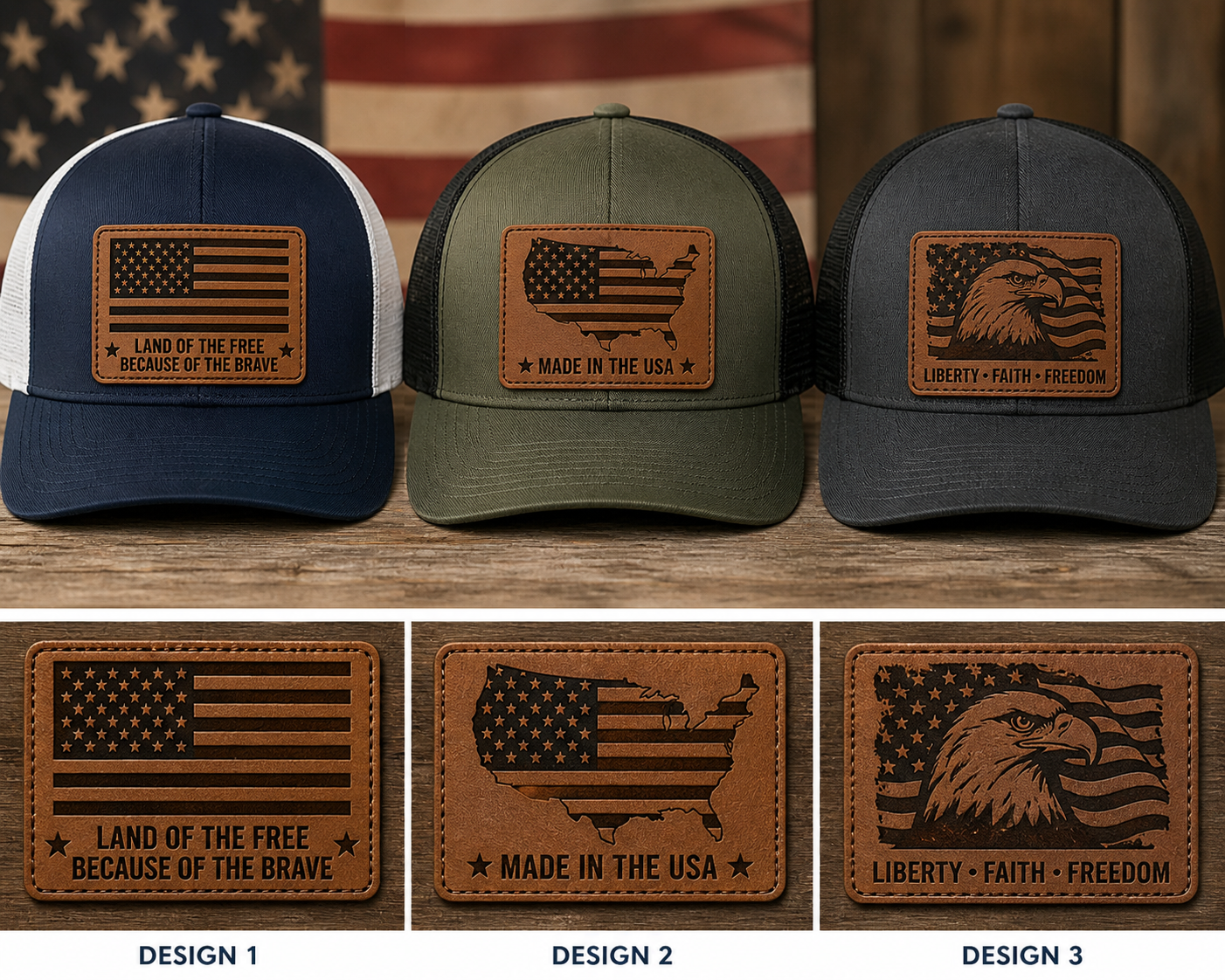 Patriot Leather Patch Trucker Hat | Summit Standard Co.