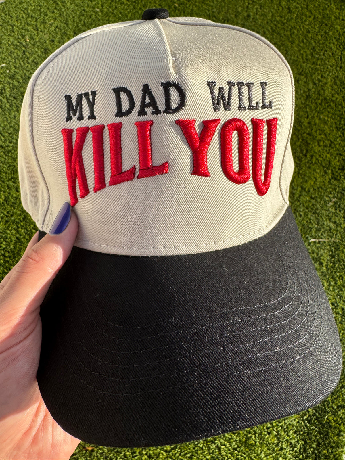 My Dad Will Kill You Funny Cap, OTTO 31-069, 3D Puff Embroidered Trucker Hat, Overprotective Dad Snapback, Funny Dad Joke Hat